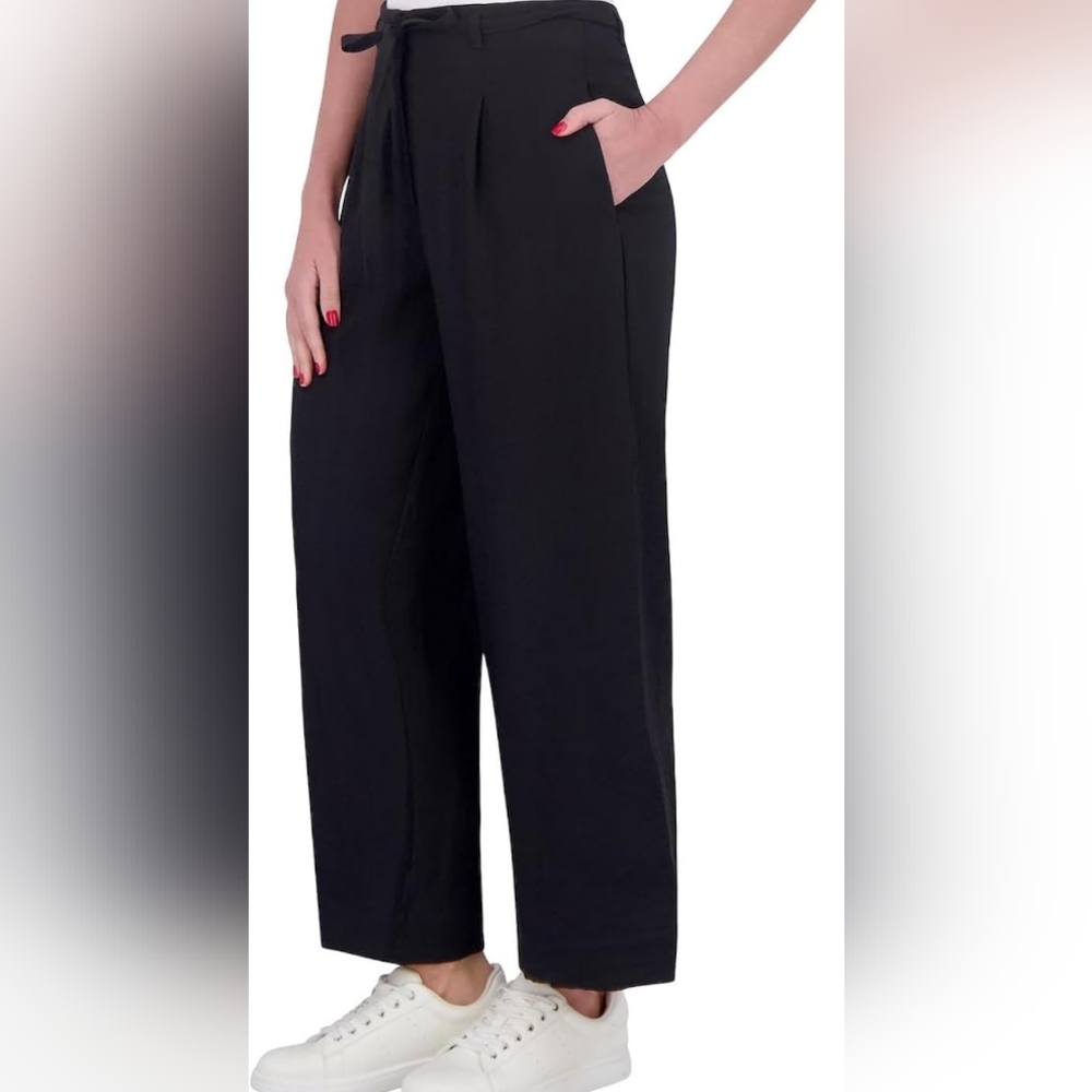 Dkny Black Wide-Leg Tie-Waist Pants